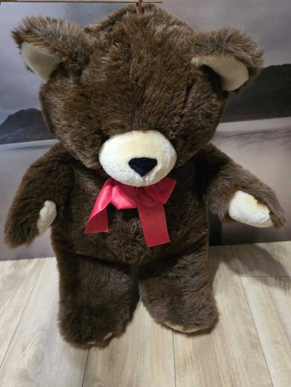Vintage 1994 Commonwealth Brown Teddy Bear Large with Red Bow 30"